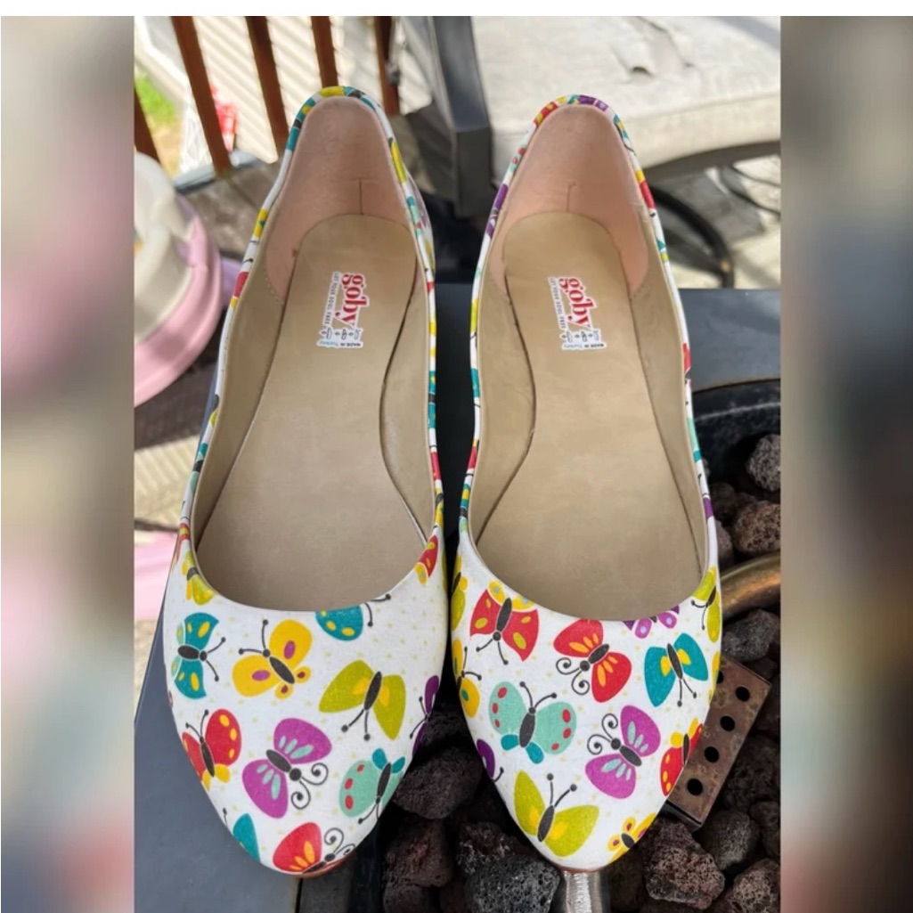 Goby Colorful Butterfly Print Women's Flats